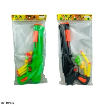 Пістолет іграшковий AY66-20/21 з кульками та присосками 2 кольори лист 28*4,5*15,2