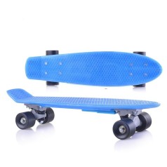 Скейт детский, пенниборд, со светящимися PVC колесами, синий