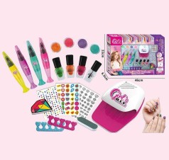 Набір для манікюру, 8 лаків, 2 бафі, 4 глітери, наліпки, іграшкова лампа, кор. 