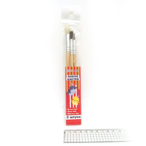 Набір пензлів 3 шт. (білка 3 круглі, поні 4 круглі, щетина 6 плоскі)