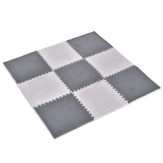 Килимок-пазл з плюшевим покриттям 9шт (31х31х1см) у наборі, сірий+білий, у п/е, 31-31-10см 