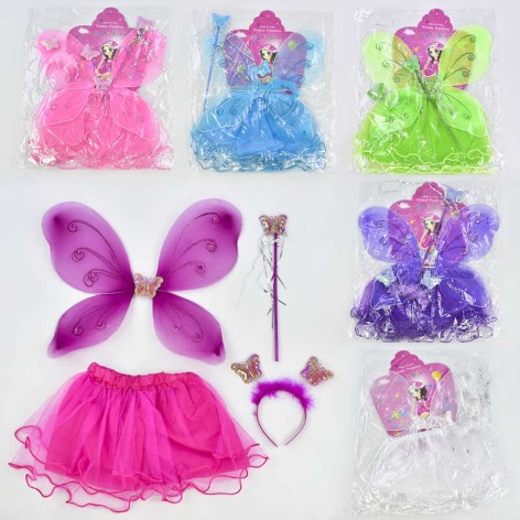 Карнавальный набор для девочки Бабочка 4 предмета: юбка, крылья, жезл, ободок 48*2*53 см