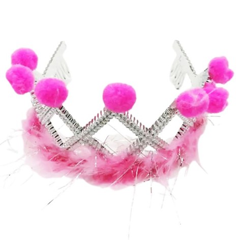 Корона детская пластиковая, с пухом (микс)