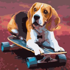 Набір для розпису по номерах Песик на скейтборді Strateg розміром 40х40 см (SK025)