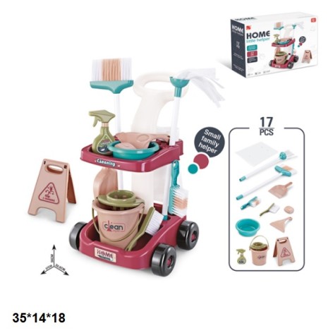 Тележка для уборки 667-53 с ведром и аксесс.кор.35*14*18 /8/