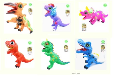 Іграшки дитинчата динозаврів 6 видів мікс, гумові із синтепоновим наповнювачем 50*24*39 см