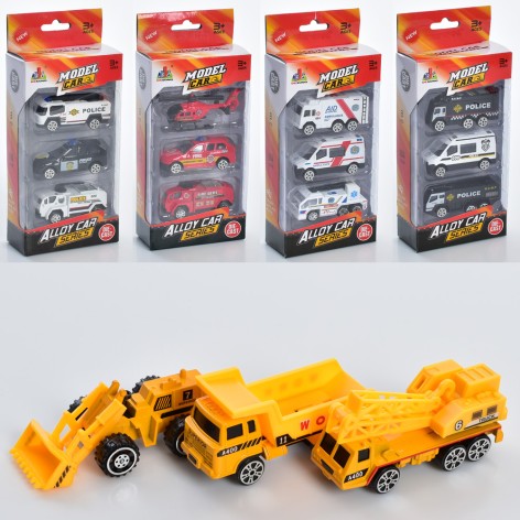 Набір машинок метал, 7см, 3 машинки, 5 види, кор-ці, 9,5-21,5-4,5см 