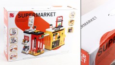 УЦЕНКА 20% Магазин прилавок, сканер, звук, свет, продукты, деньги, сумка, 65пр, 2 цвета, на бат-ц, в кор-ц, 55-38-15,5см 