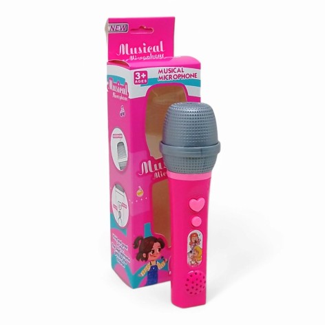 Микрофон детский, интерактивный, музыка (малиновый)
