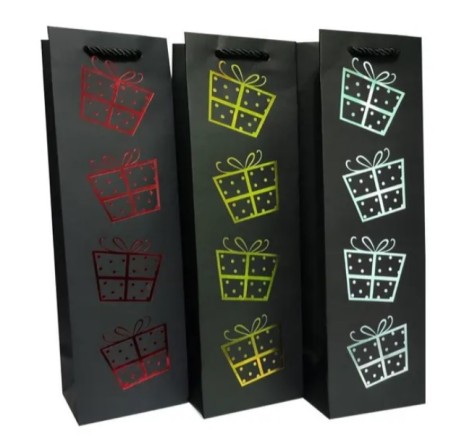 Подарочный пакет высокий картон 200 грм, МИКС 3 вида, 12*35*8 6шт в уп. 