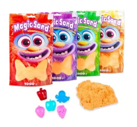 Кинетический песок Magic sand в пакете 39404-7 оранжевый, 1 кг Стратег 