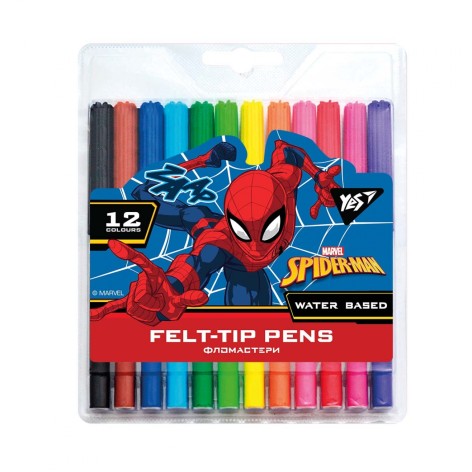 Фломастеры YES 12 цветов Marvel.Spiderman