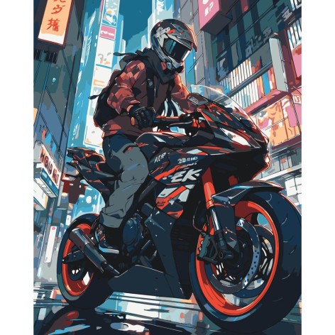 Картина по номерам "На мотоцикле" 40х50 см