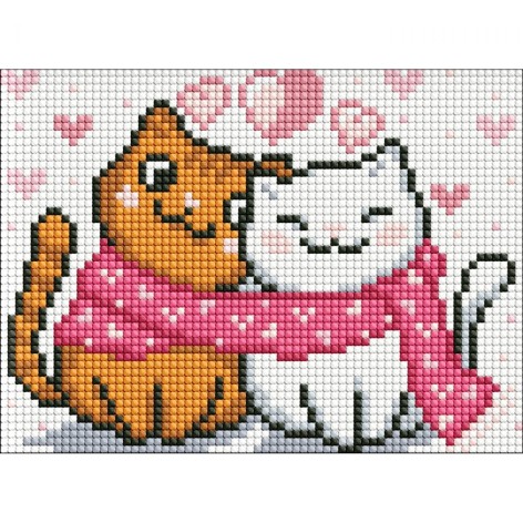 Набор с алмазной мозаикой без подрамника «Влюбленные пушистики» с AB стразами 15х20см