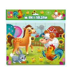 Гра розвиваюча М'які пазли А4 "Ферма" на 24 елемента Vladi Toys VT1102-31