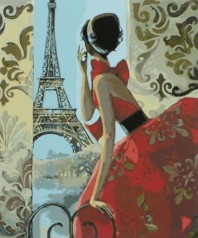 Картина по номерам "Девушка смотрит на Париж" 40*50см, краски акрилловые, кисть-3шт.(1*30)