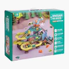 Трек 6 машинок, подъемный кран, автоматический подъемник, музыка, подсветка, наклейки, инструкция, в кор. 