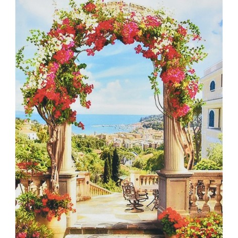 Алмазна картина Арка із квітів Strateg 30х40 см (HEG88129)