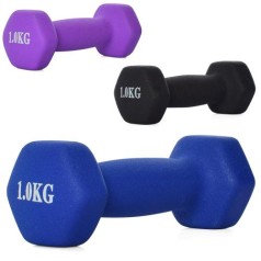 Гантель неопрен, 1кг, 3 кольори, кул, 14,5-6-6см 