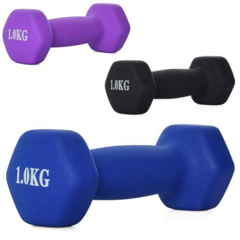 Гантель неопрен, 1кг, 3 цвета, кул, 14,5-6-6см 