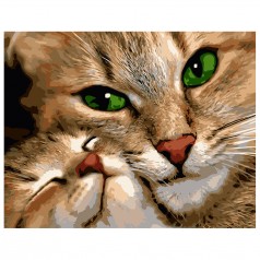 Картина по номерам VA-0915 "Кішка з кошеням", розміром 40х50 см