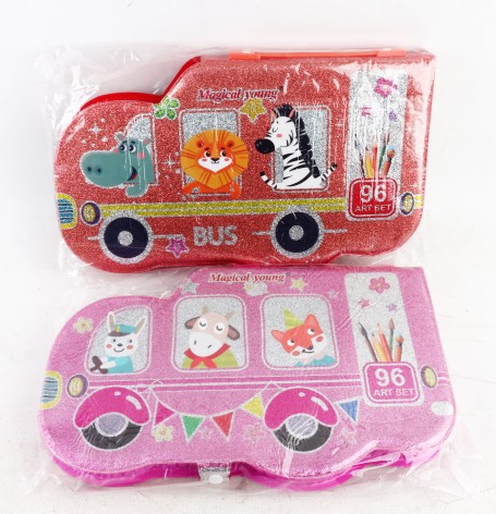 УЦЕНКА 30% Набір для творчості акварельні фарби,фломастери, олівці, воскова крейда, 96предм, 4 види, пенал, 39-23,5-4см 