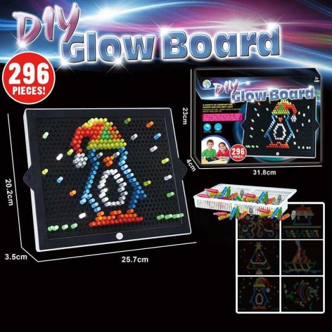 Мозаика Diy Glow Board 296 деталей, подсветка, прозрачные элементы, 31*23 см, в кор.