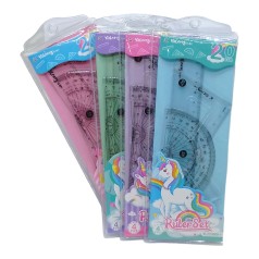 Набір лінійок лінійка 20 см, 2 косинці, транспортир