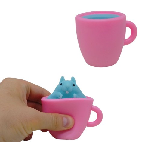 Игрушка-антистресс Белка в чашке (розовый)