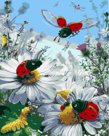 Картина за номерами Сонечко в ромашках Strateg з лаком розміром 30х40 см (SS-6458)