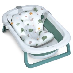 Ванночка ME 1151 PLUS Deep Green (1шт) детская, с термометром, вкладыш, силикон, складная 78,3*49,3*20,5, зеленый