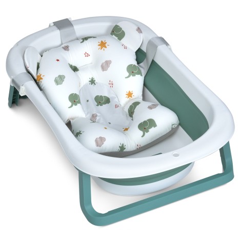 Ванночка ME 1151 PLUS Deep Green (1шт) детская, с термометром, вкладыш, силикон, складная 78,3*49,3*20,5, зеленый