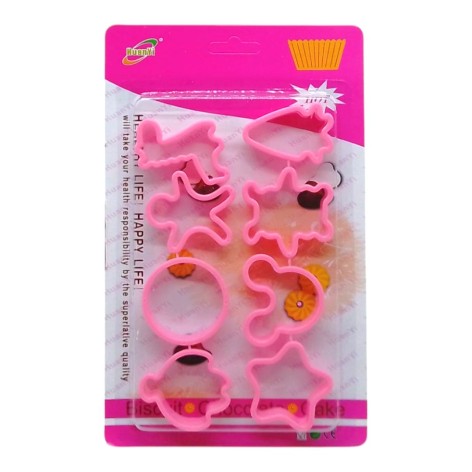 Набір форм для печива, тіста для ліплення HuanVi (пластик рожевий) 8 шт