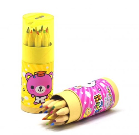 Карандаши цветные 9 см, 12 штук, в колбе