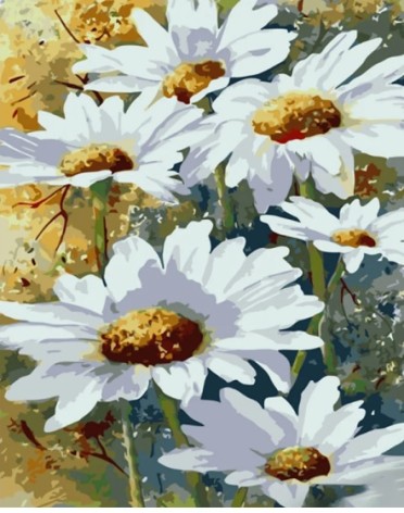 Набір для розпису по номерах Ніжний цвіт ромашки Strateg розміром 40х50 см (GS1519)