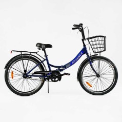 Велосипед складний Corso 24`` Advance одношвидкісний, складна сталева рама 14``, корзина, багажник /1/