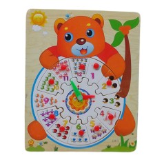 Дерев'яна гра Рамка-вкладиш годинник ведмідь