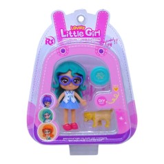 Лялька Little girl 9 см, з тваринкою (бірюзова)