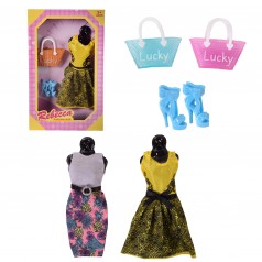 Одежда для кукол 2 вида,платье,сумочка,обувь,в кор.– 14*3*23см /72-2/
