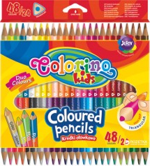 Олівці кольорові трикутні двосторонні 24 шт. 48 кольорів Colorino