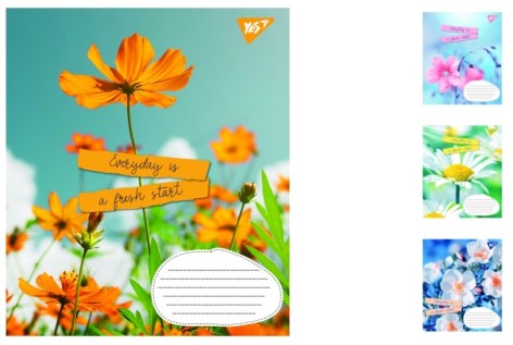 Зошит А5/18 в лінійку 1В Summer flowers, зошит учнівський 25шт. в уп.