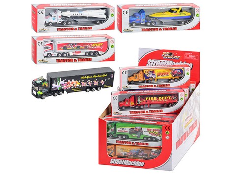 Набір машинок метал, трейлер, в кор-ці, (12 видів) /8/192/24шт в кор. 33,5-24-22см