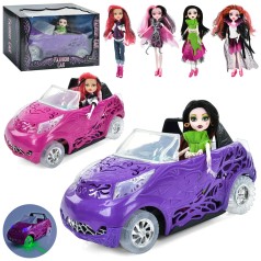 Кукла с машинкой, 4 вида, свет, муз., бат., кор., 38-25-19 см. 