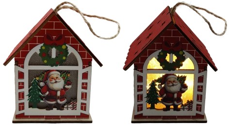 Подвеска новогодняя деревянная светится 