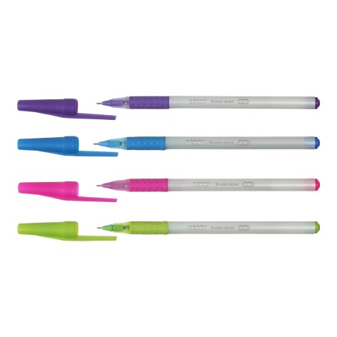 Ручка масляна 0.5мм, синяя, з грипом, білий перламутр. корпус, KIDS Line, ціна за 50 шт. //