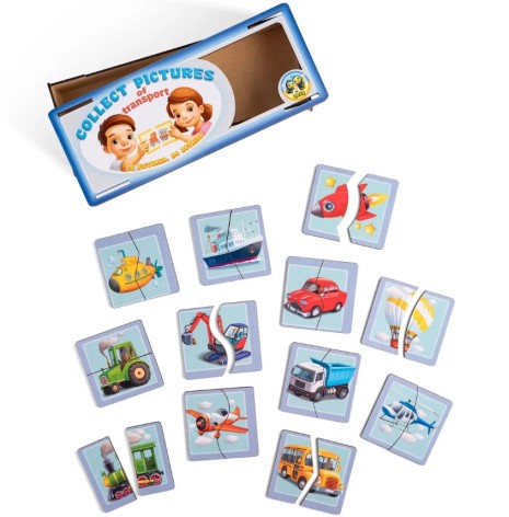 Дерев'яний пазл Ubee "Половинки - Види транспорту" 12 картинок (ПСФ073)