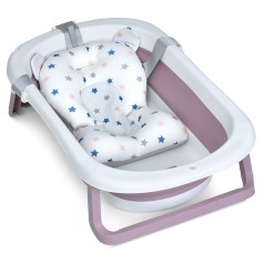 Ванночка ME 1151 PLUS Lilac (1шт) детская, с термометром, вкладыш, силикон, складная 78,3*49,3*20,5, розовый