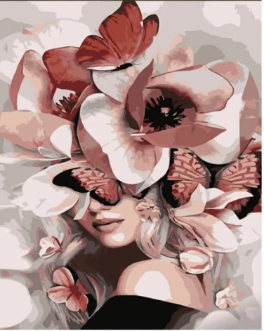 Набор для росписи по номерам Девушка с розами на голове Strateg размером 30х40 см (SS6760)