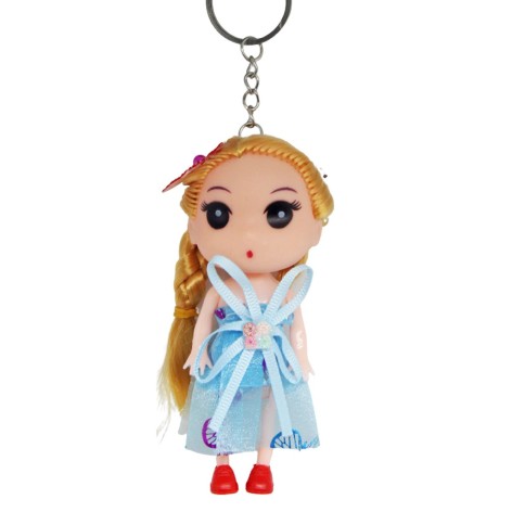 Лялька брелок у блакитній сукні метелик