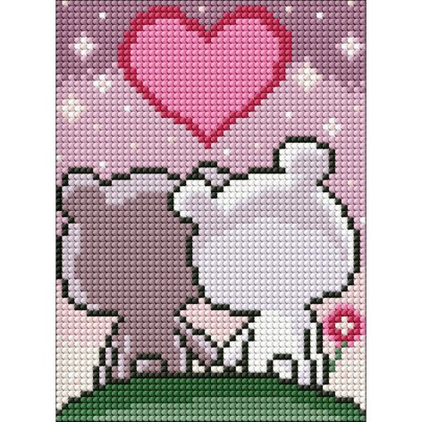 Набор с алмазной мозаикой без подрамника «Влюбленные медвежата» с AB стразами 15х20см